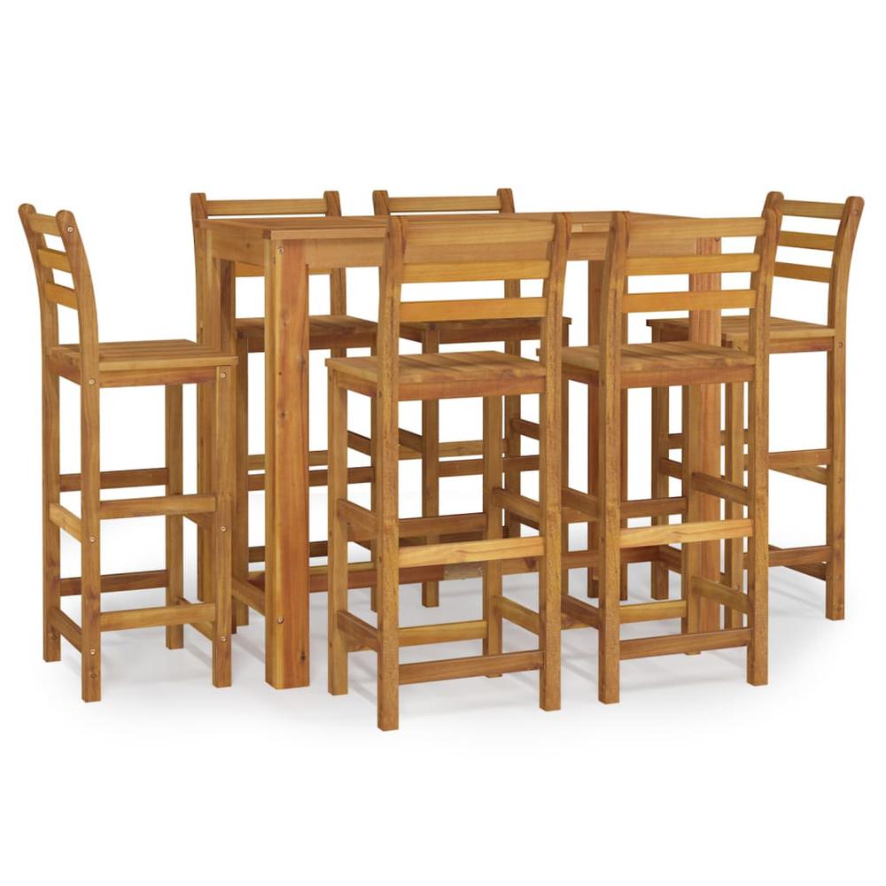 7 Piece Patio Bar Set Solid Wood Acacia. Picture 1