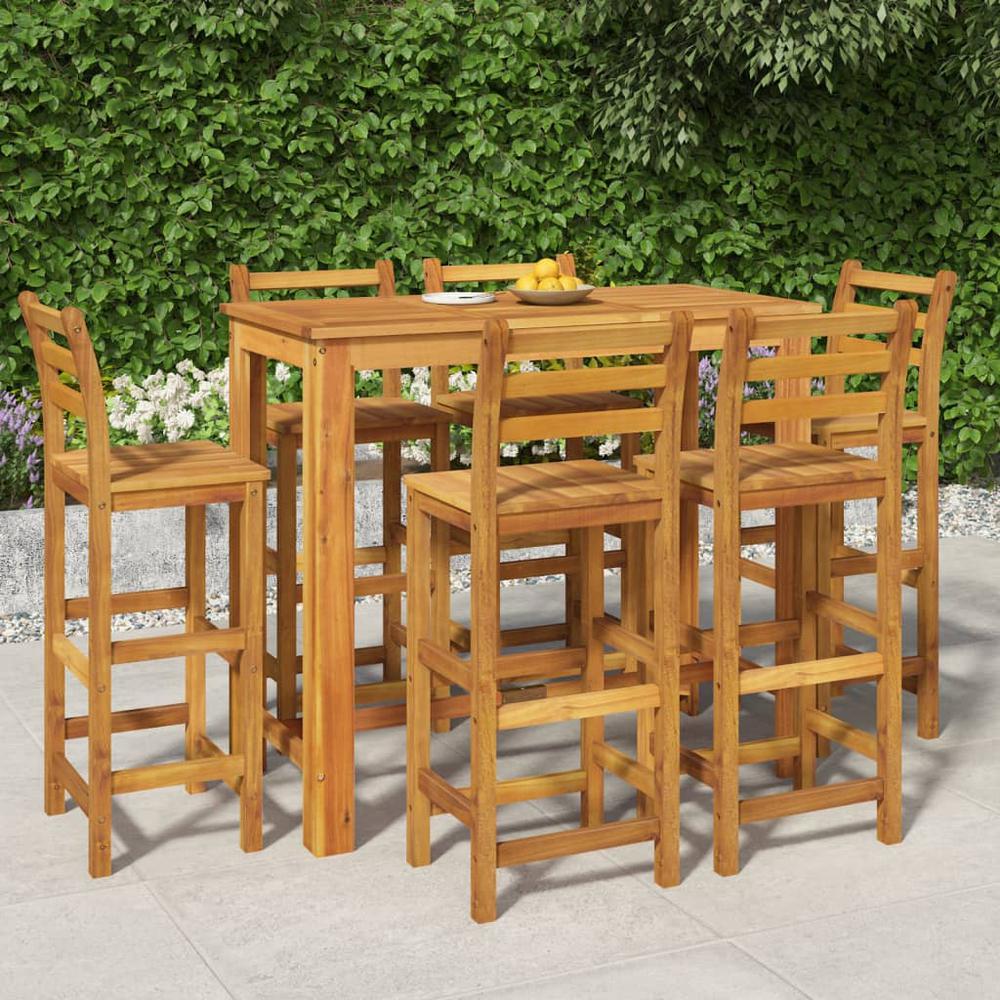 7 Piece Patio Bar Set Solid Wood Acacia. Picture 10