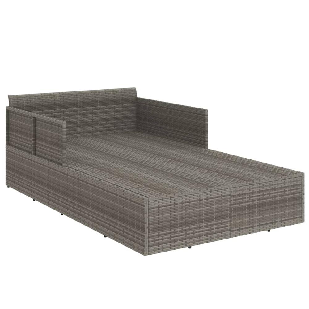 Sunbed with Cushions Gray 71.7"x46.5"x24.8" Poly Rattan. Picture 5