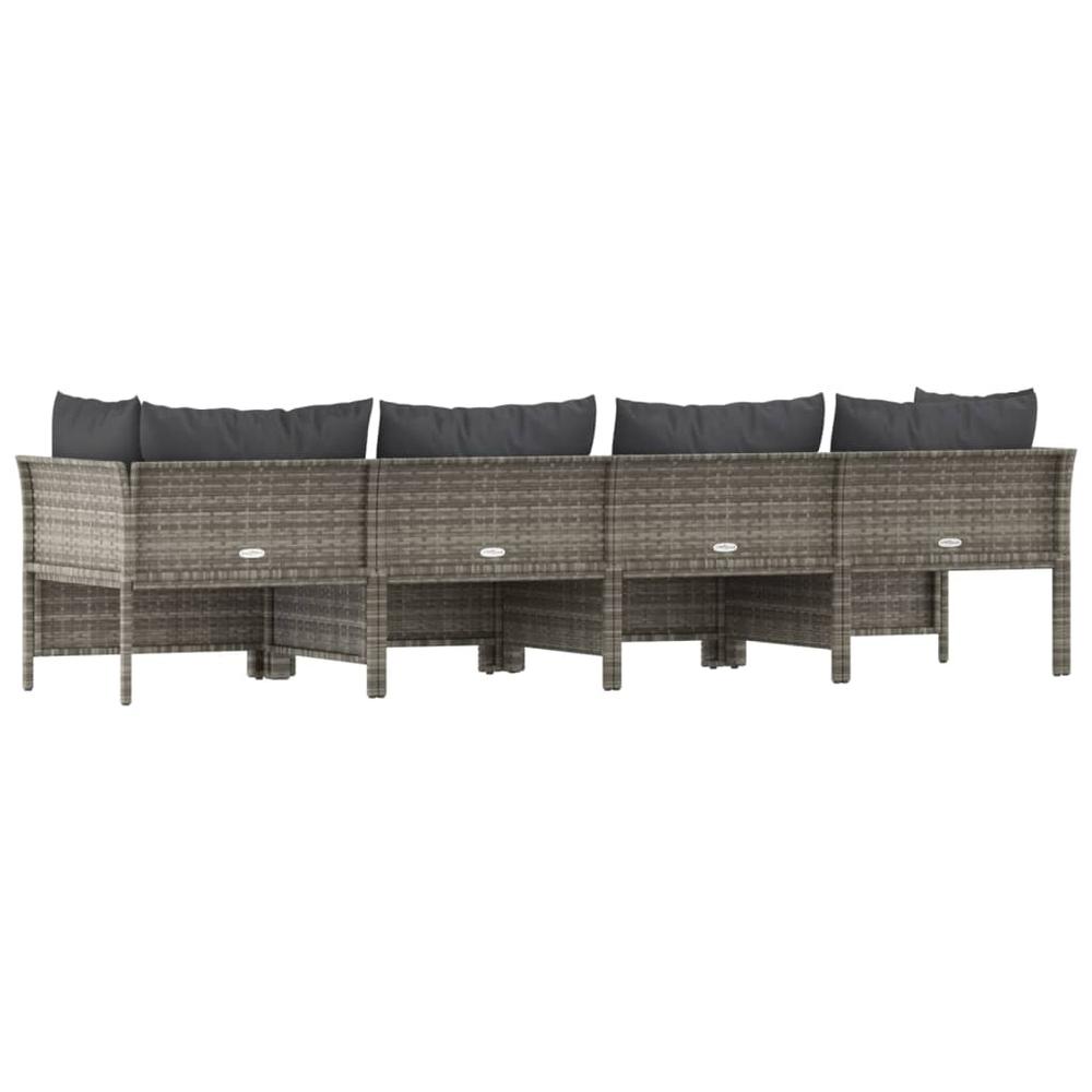 4 Piece Patio Lounge Set with Cushions Gray Poly Rattan. Picture 5