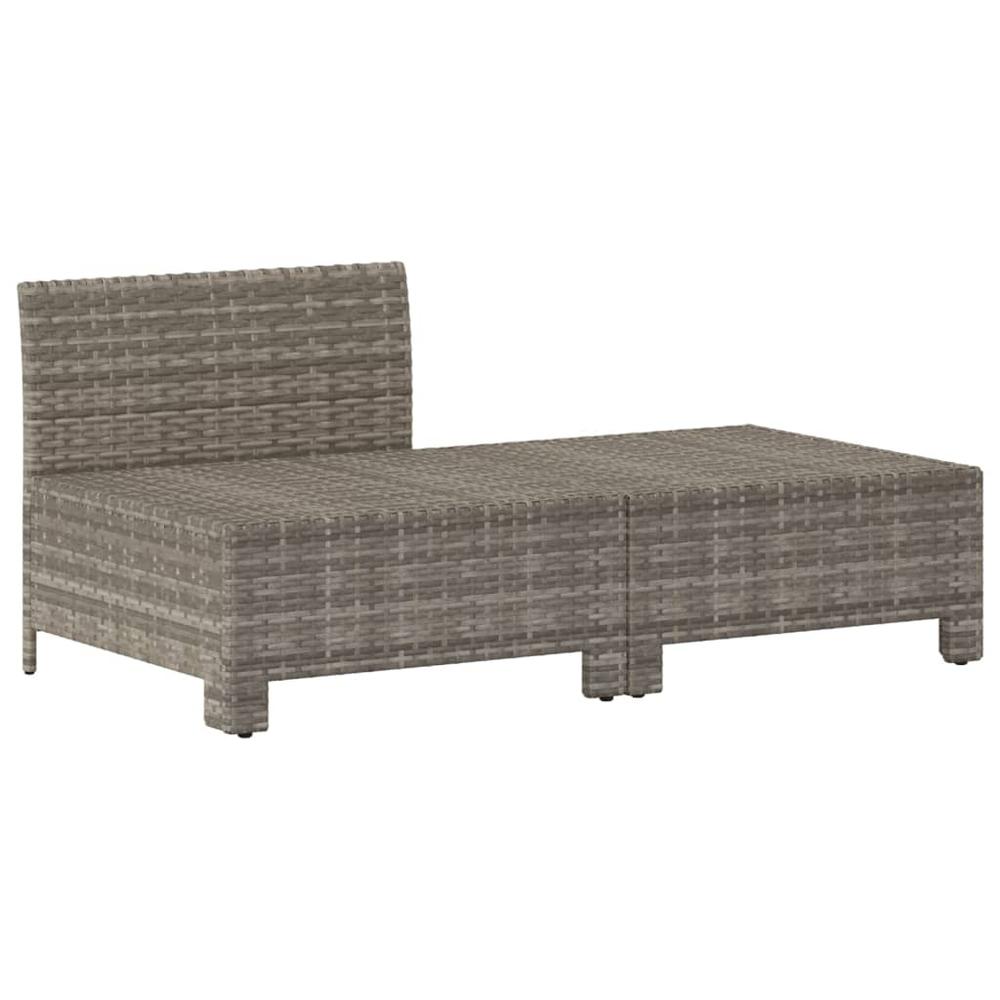 2 Piece Patio Lounge Set with Cushions Gray Poly Rattan. Picture 2