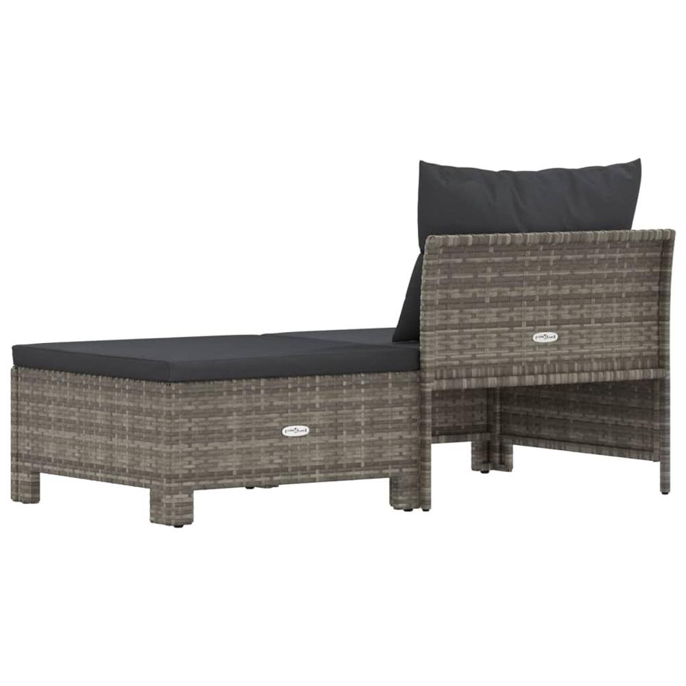 2 Piece Patio Lounge Set with Cushions Gray Poly Rattan. Picture 5