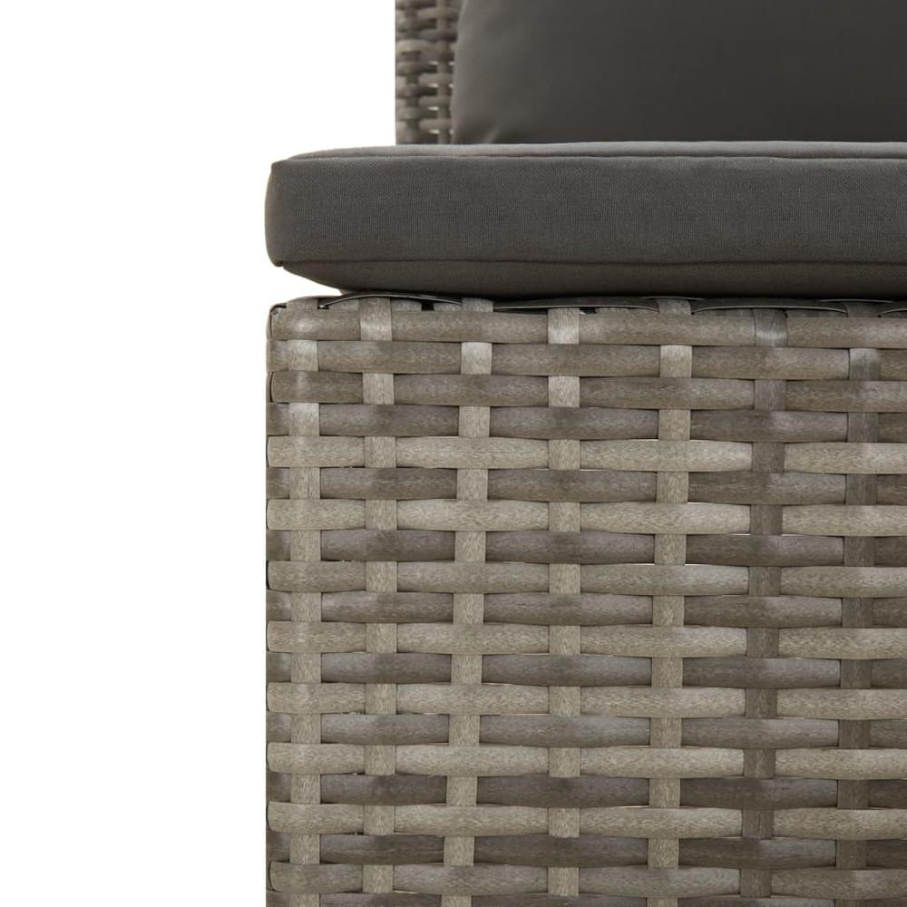 2-Seater Patio Sofa with Cushions Gray Poly Rattan. Picture 6