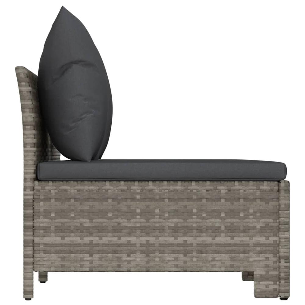 3 Piece Patio Lounge Set with Cushions Gray Poly Rattan. Picture 4