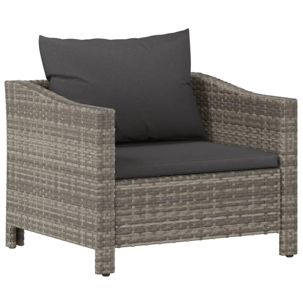 Patio Armchair with Cushion Gray Poly Rattan. Picture 1