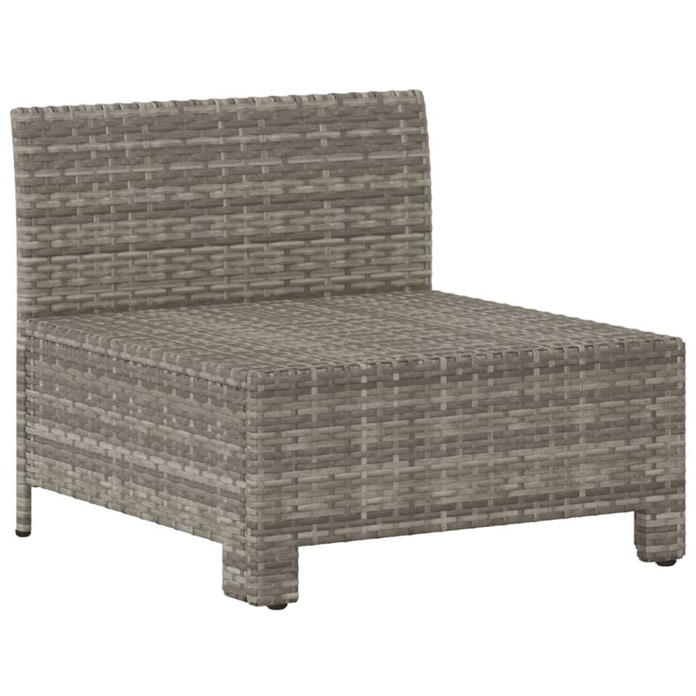 Patio Middle Sofa with Cushion Gray Poly Rattan. Picture 2