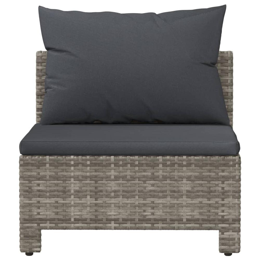 Patio Middle Sofa with Cushion Gray Poly Rattan. Picture 3