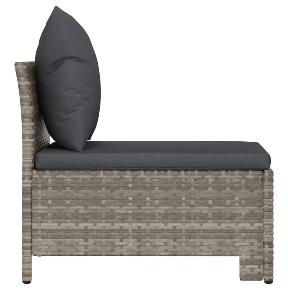 Patio Middle Sofa with Cushion Gray Poly Rattan. Picture 4