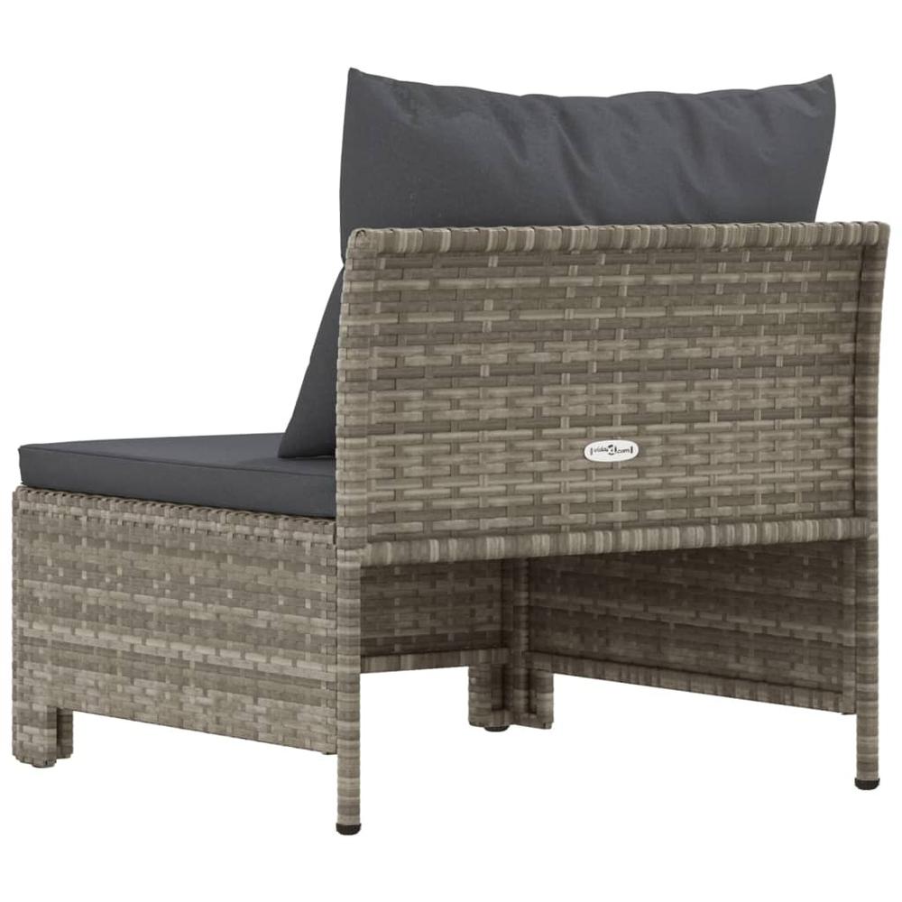 Patio Middle Sofa with Cushion Gray Poly Rattan. Picture 5