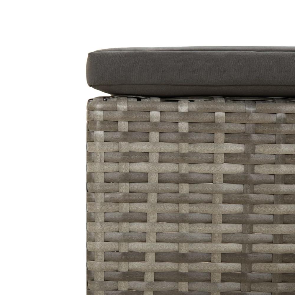 Patio Footrest with Cushion Gray Poly Rattan. Picture 6