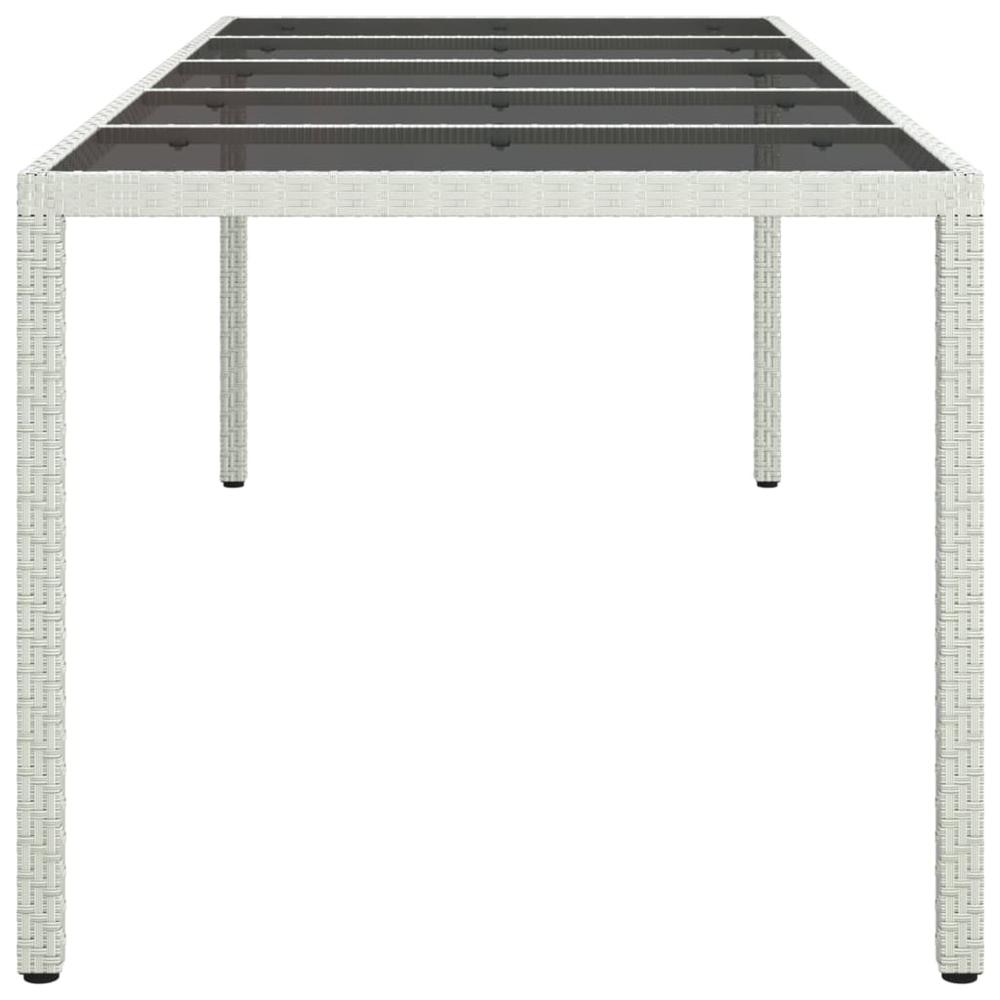 Patio Table White 98.4"x39.4"x29.5" Poly Rattan and Tempered Glass. Picture 3