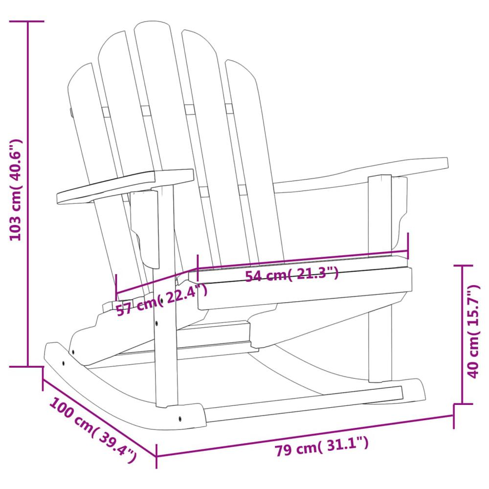 Patio Adirondack Rocking Chairs 2 pcs 31.1"x39.4"x40.6" Solid Wood Teak. Picture 7