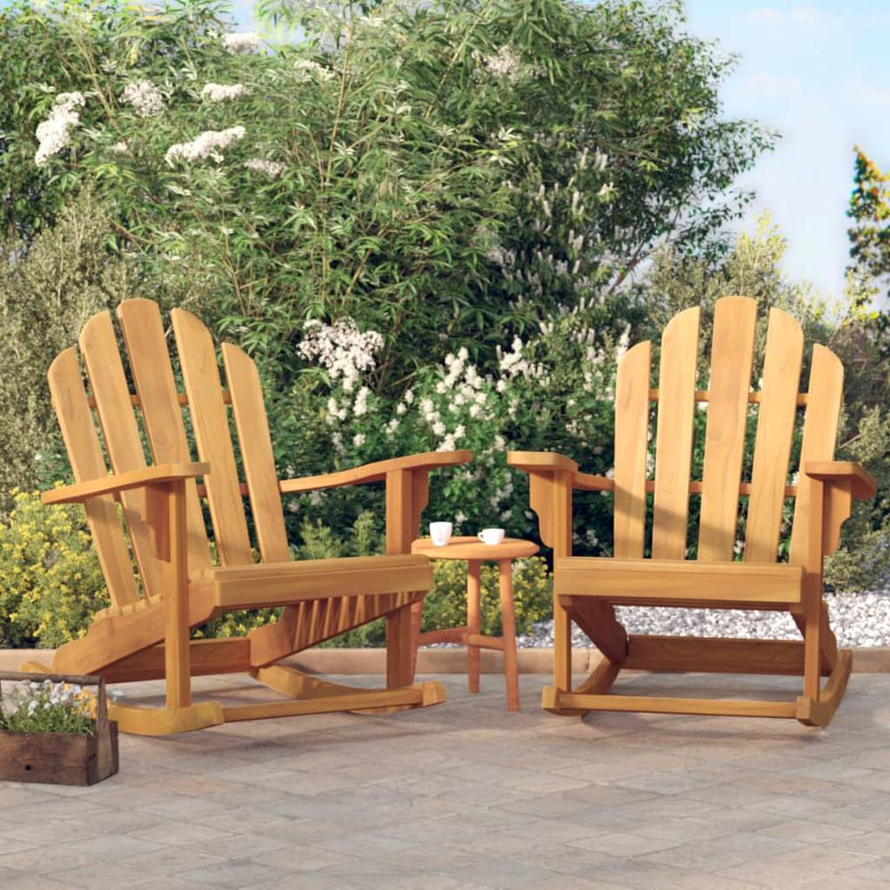 Patio Adirondack Rocking Chairs 2 pcs 31.1"x39.4"x40.6" Solid Wood Teak. Picture 8