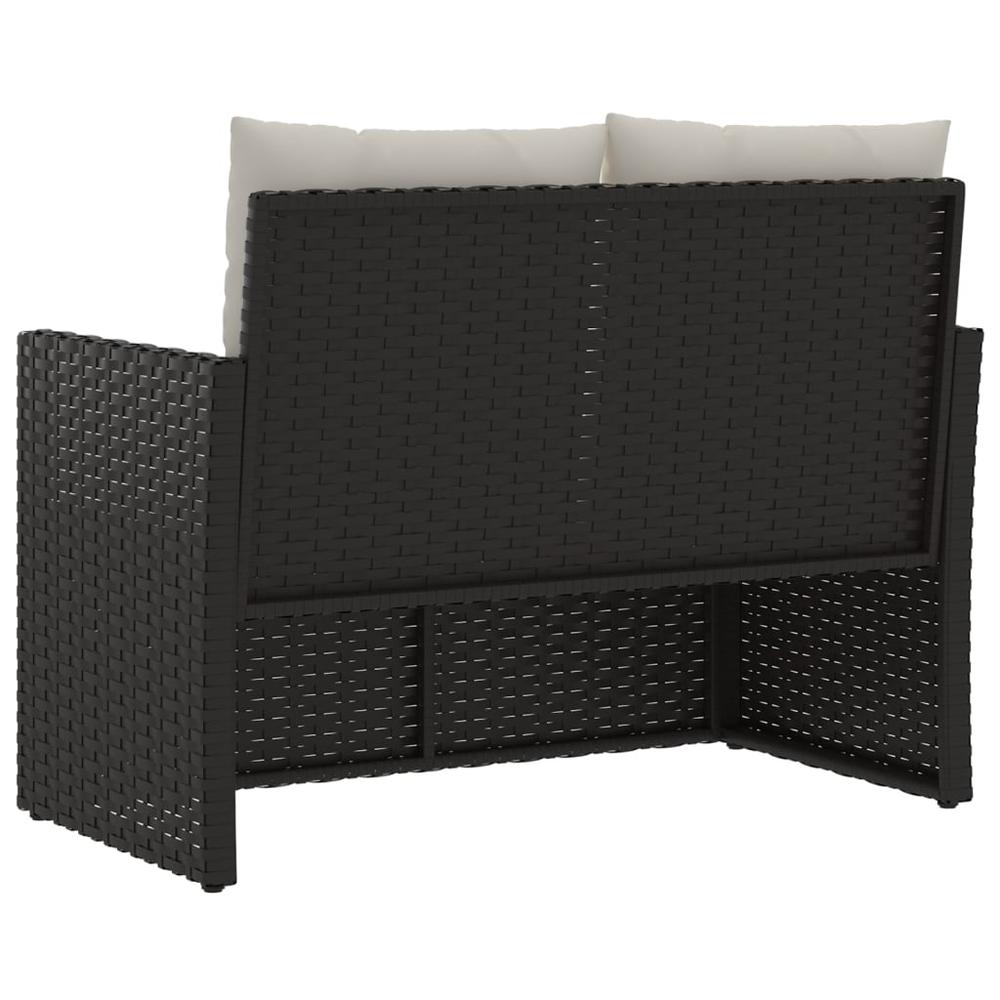 Patio Bench with Cushions Black 41.3" Poly Rattan. Picture 5