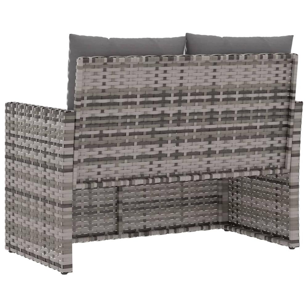 Patio Bench with Cushions Gray 41.3" Poly Rattan. Picture 5
