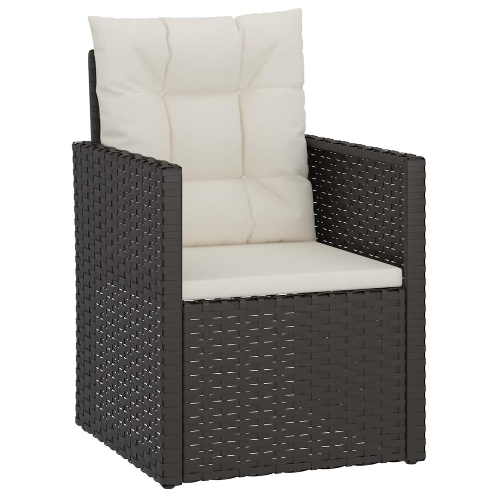 Patio Armchair with Cushions Black Poly Rattan. Picture 1