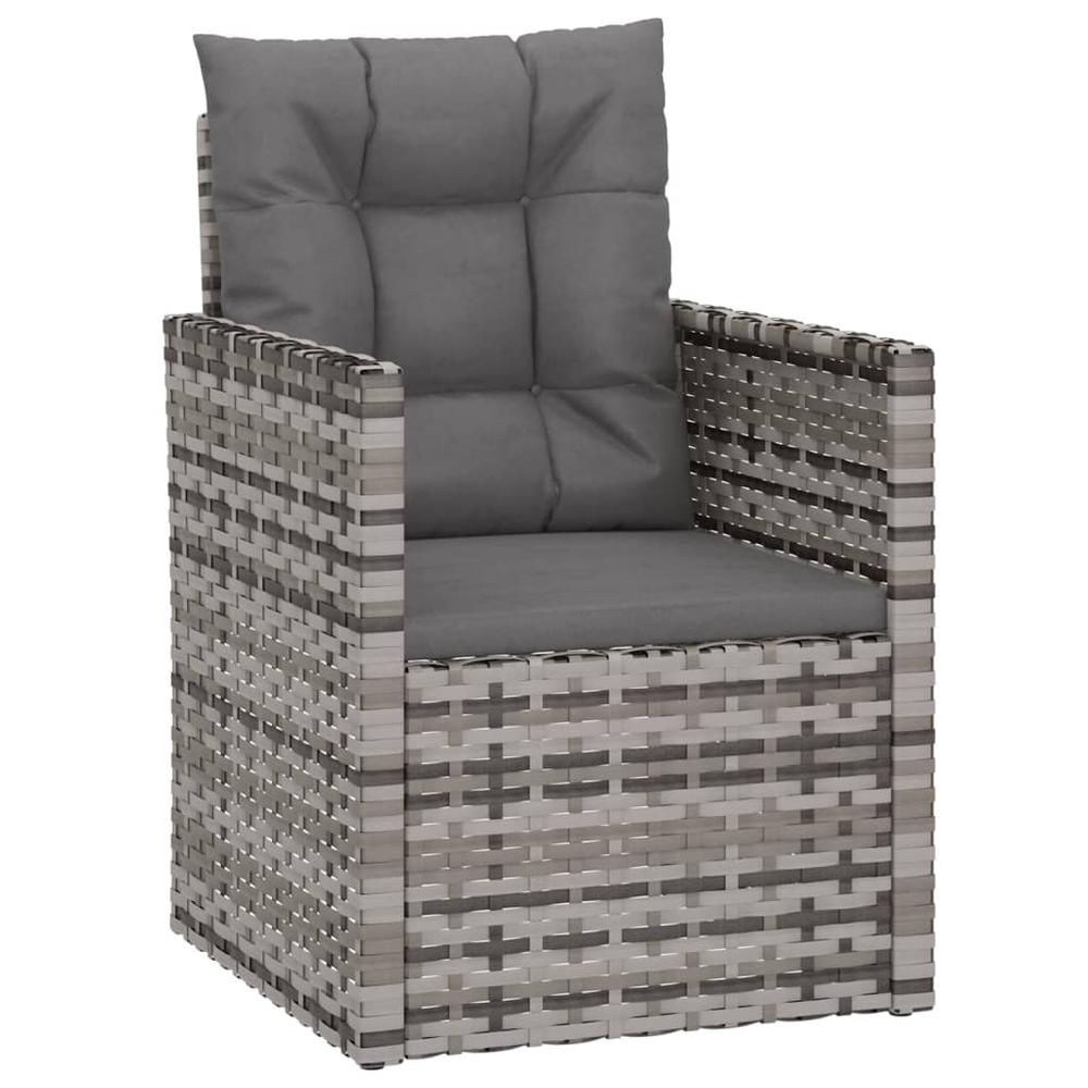 Patio Armchair with Cushions Gray Poly Rattan. Picture 1