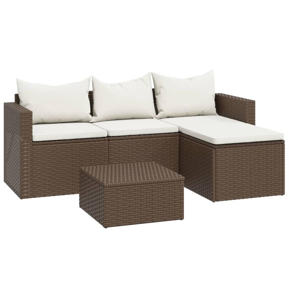 Patio Lounge Set Brown Poly Rattan. Picture 1