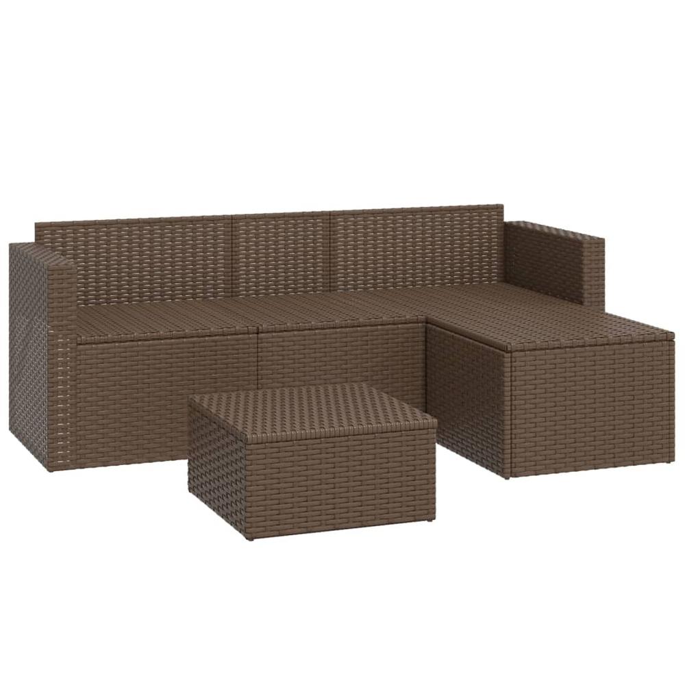 Patio Lounge Set Brown Poly Rattan. Picture 6