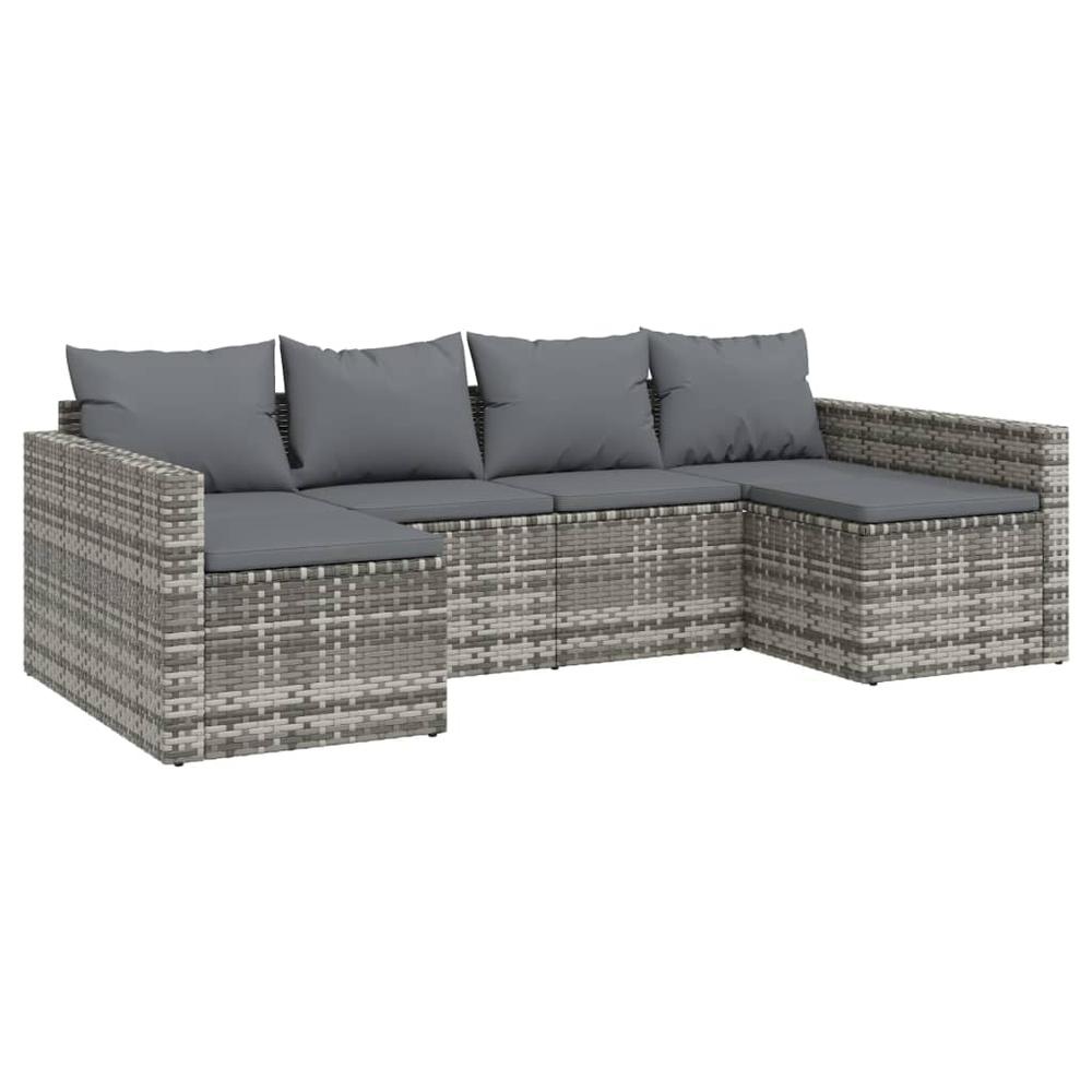 2 Piece Patio Lounge Set with Cushions Gray Poly Rattan. Picture 2
