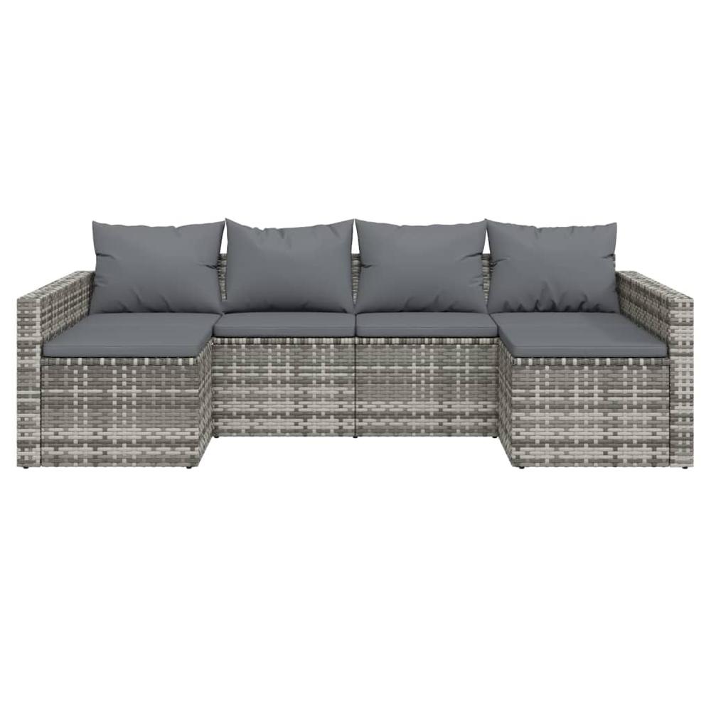 2 Piece Patio Lounge Set with Cushions Gray Poly Rattan. Picture 3