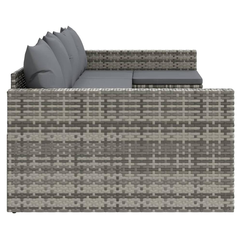 2 Piece Patio Lounge Set with Cushions Gray Poly Rattan. Picture 4