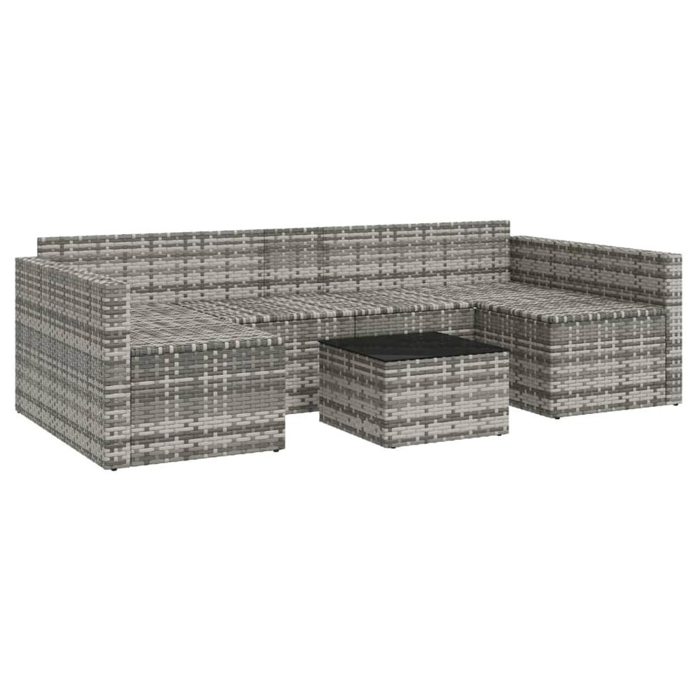 2 Piece Patio Lounge Set with Cushions Gray Poly Rattan. Picture 6