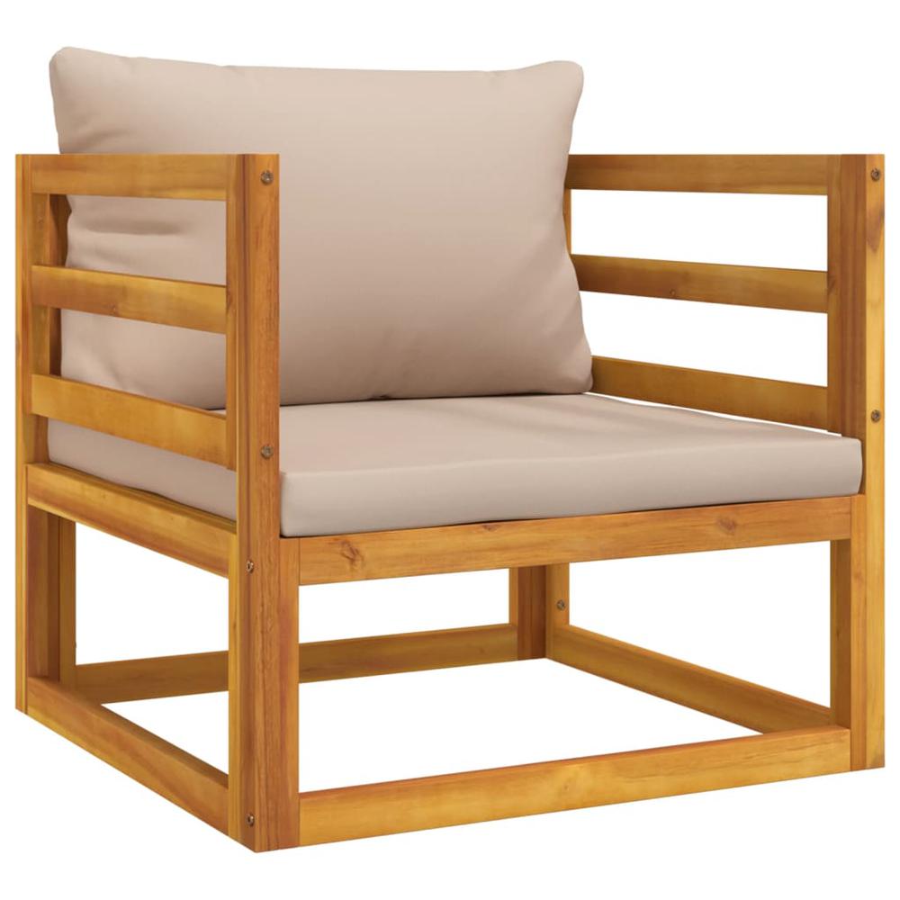 Patio Chair with Taupe Cushions Solid Wood Acacia. Picture 1