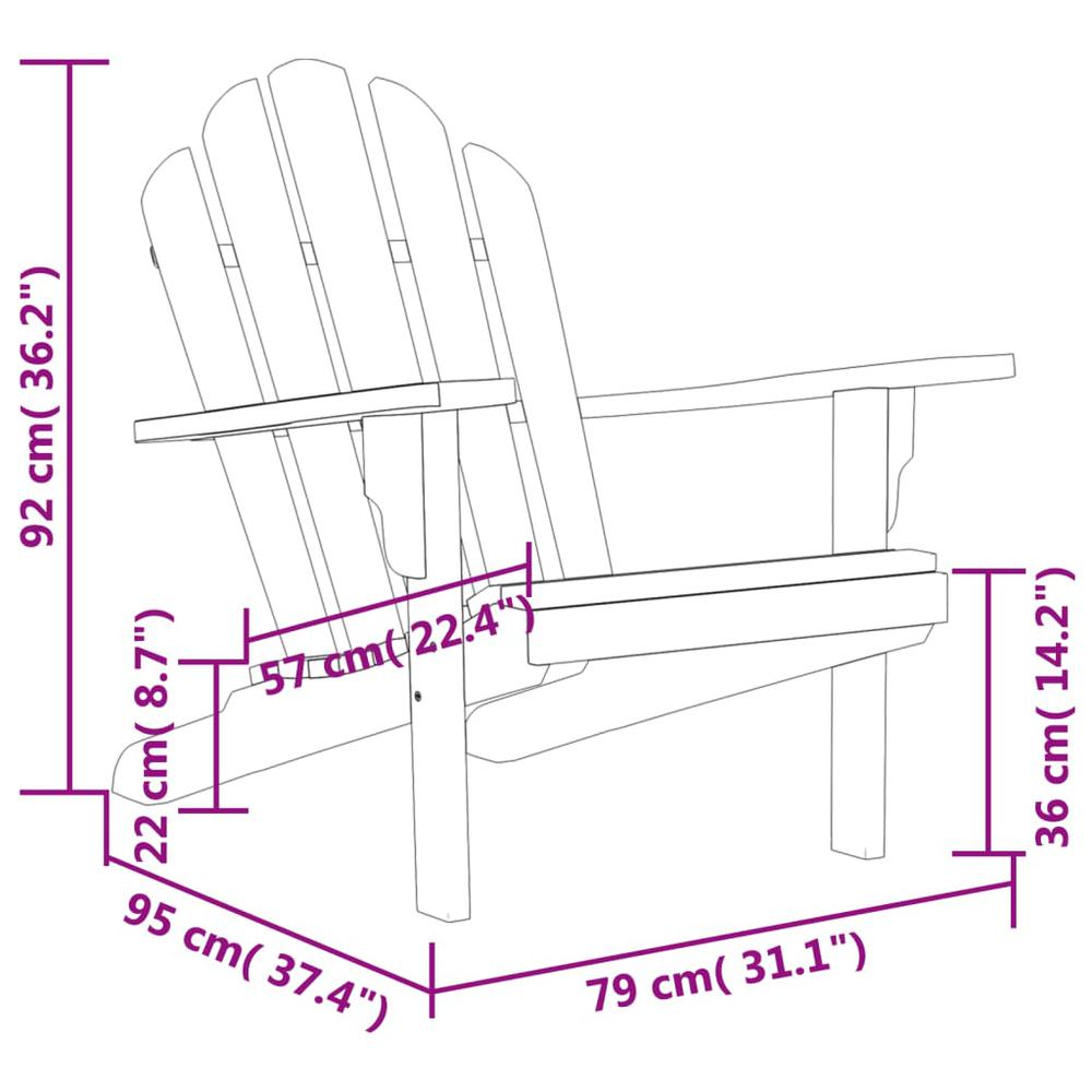 Patio Adirondack Chair 31.1"x37.4"x36.2" Solid Wood Teak. Picture 6