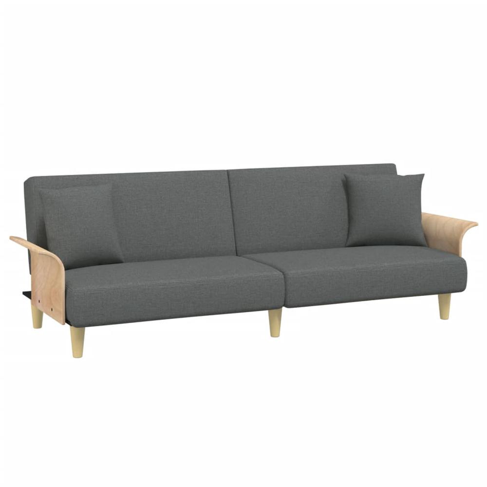 Sofa Bed with Armrests Dark Gray Fabric. Picture 1