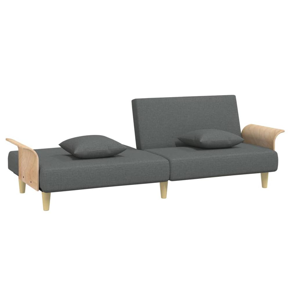 Sofa Bed with Armrests Dark Gray Fabric. Picture 6