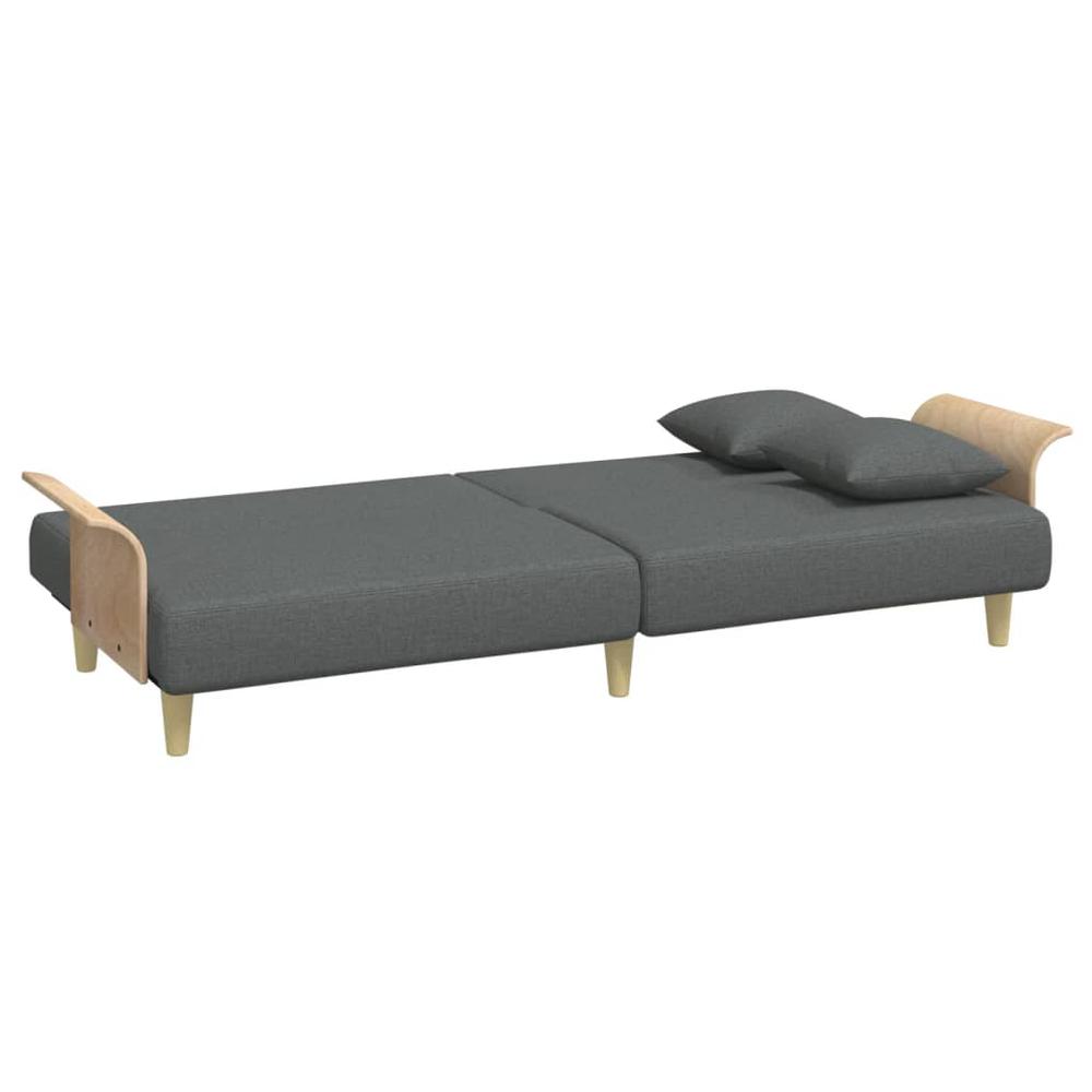 Sofa Bed with Armrests Dark Gray Fabric. Picture 7