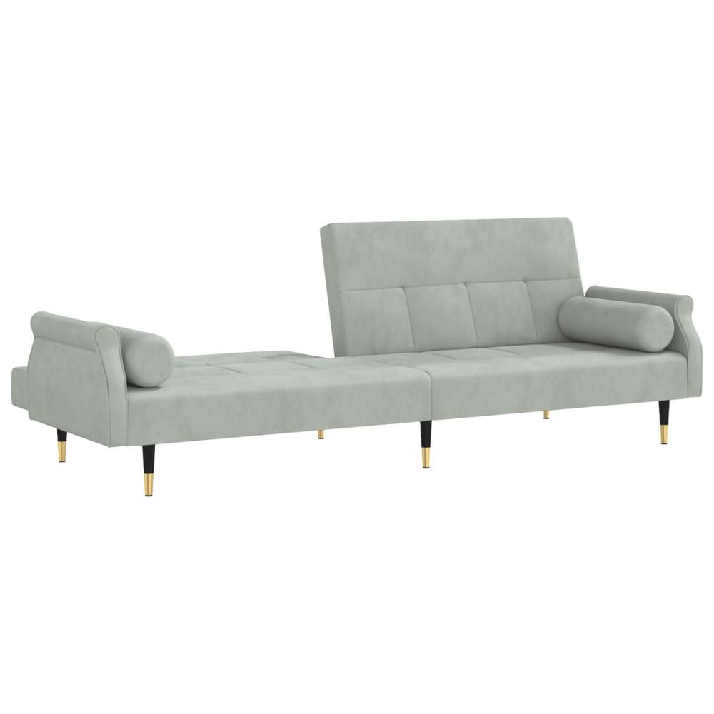 Sofa Bed with Cushions Light Gray Velvet. Picture 6