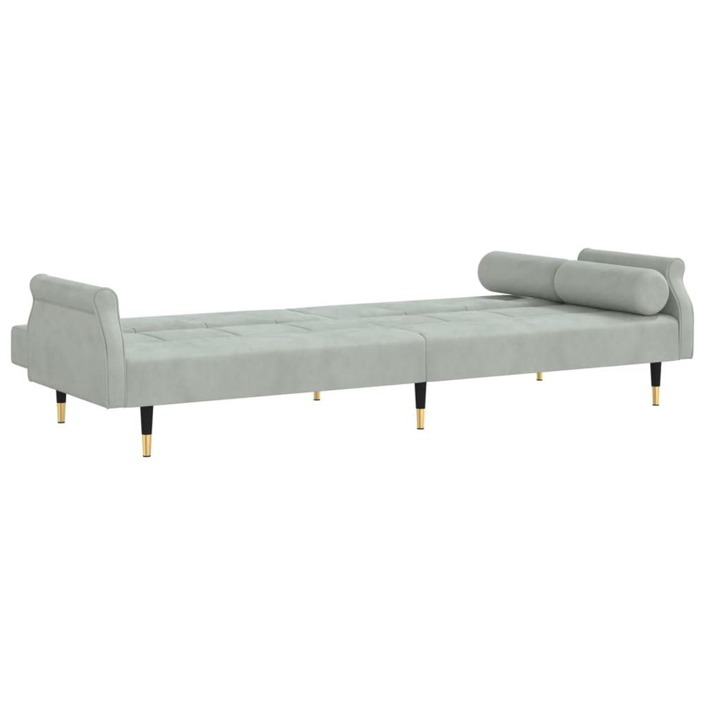Sofa Bed with Cushions Light Gray Velvet. Picture 7