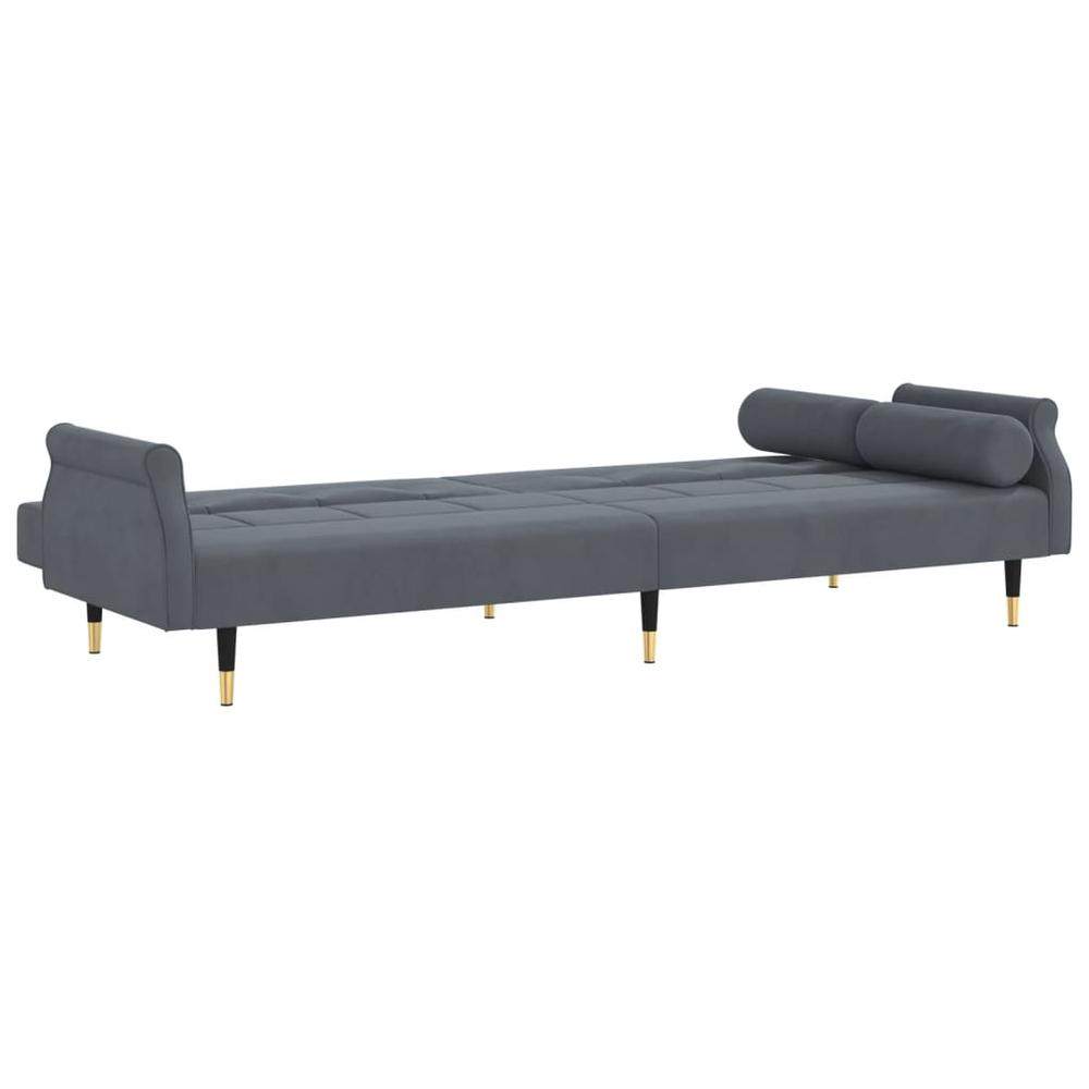 Sofa Bed with Cushions Dark Gray Velvet. Picture 7