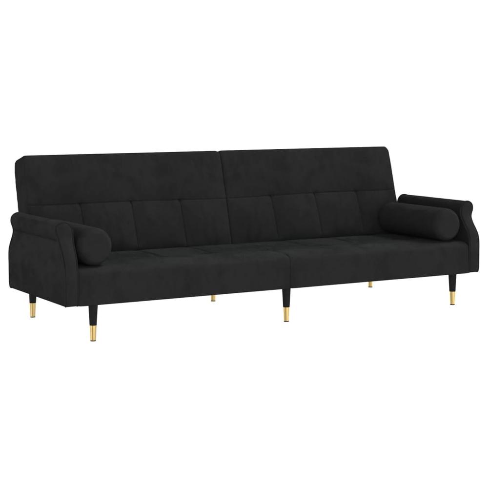 Sofa Bed with Cushions Black Velvet. Picture 1