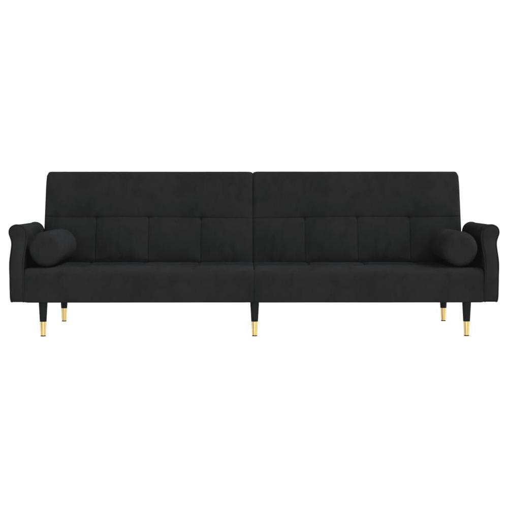 Sofa Bed with Cushions Black Velvet. Picture 3