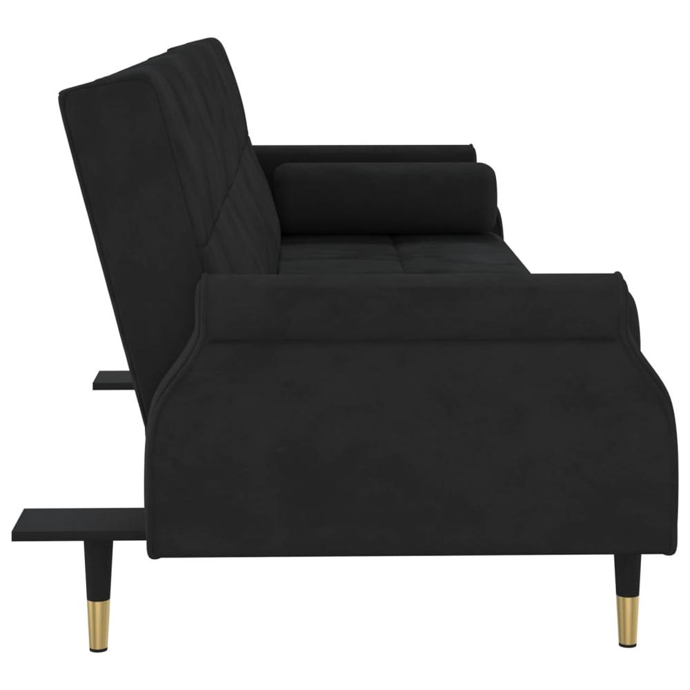 Sofa Bed with Cushions Black Velvet. Picture 4