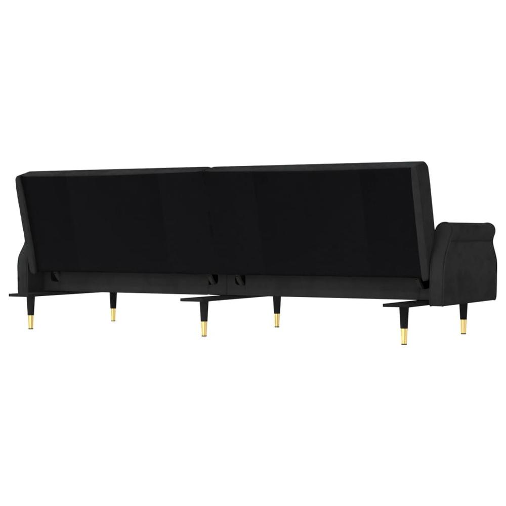 Sofa Bed with Cushions Black Velvet. Picture 5