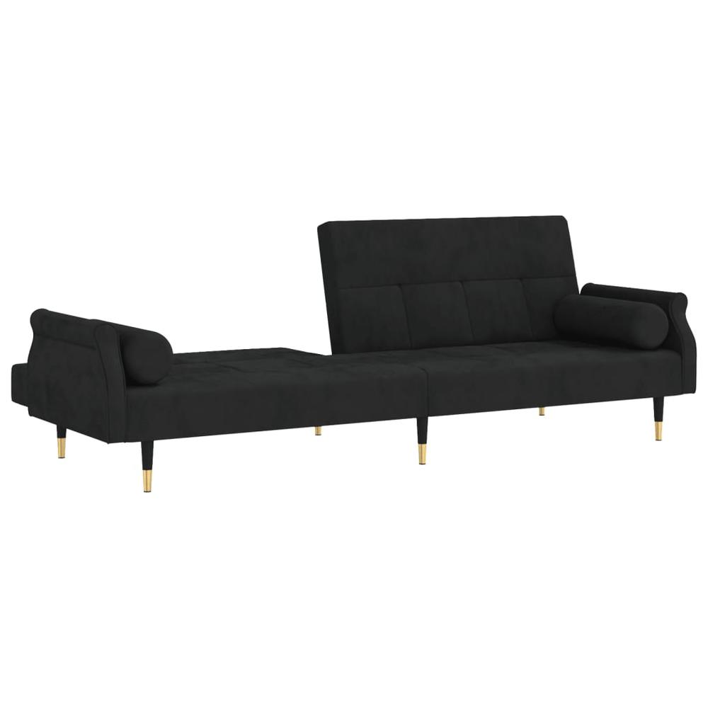 Sofa Bed with Cushions Black Velvet. Picture 6