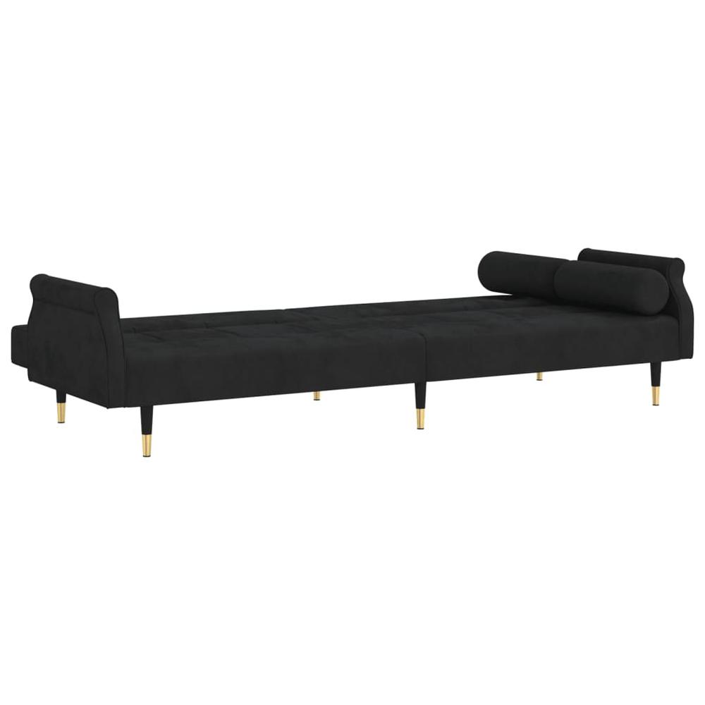 Sofa Bed with Cushions Black Velvet. Picture 7