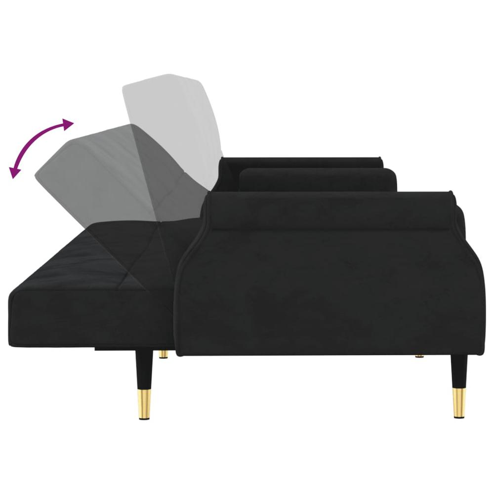 Sofa Bed with Cushions Black Velvet. Picture 8
