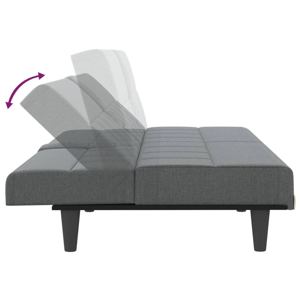 Sofa Bed with Cup Holders Dark Gray Fabric. Picture 8