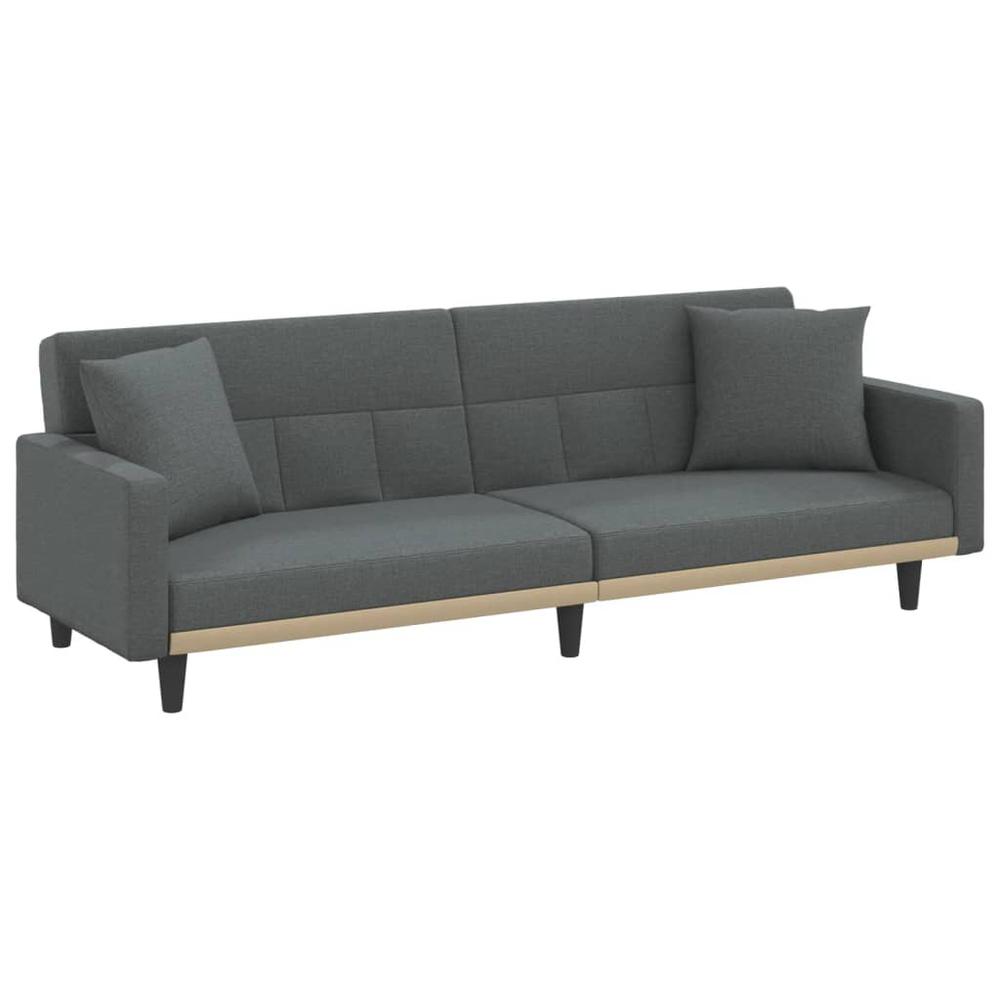Sofa Bed with Cushions Dark Gray Fabric. Picture 1