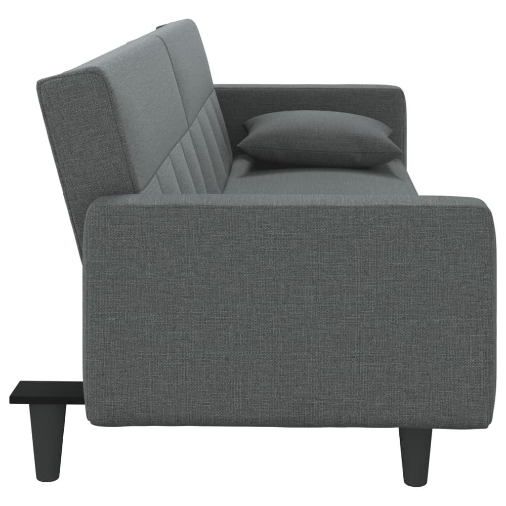 Sofa Bed with Cushions Dark Gray Fabric. Picture 4