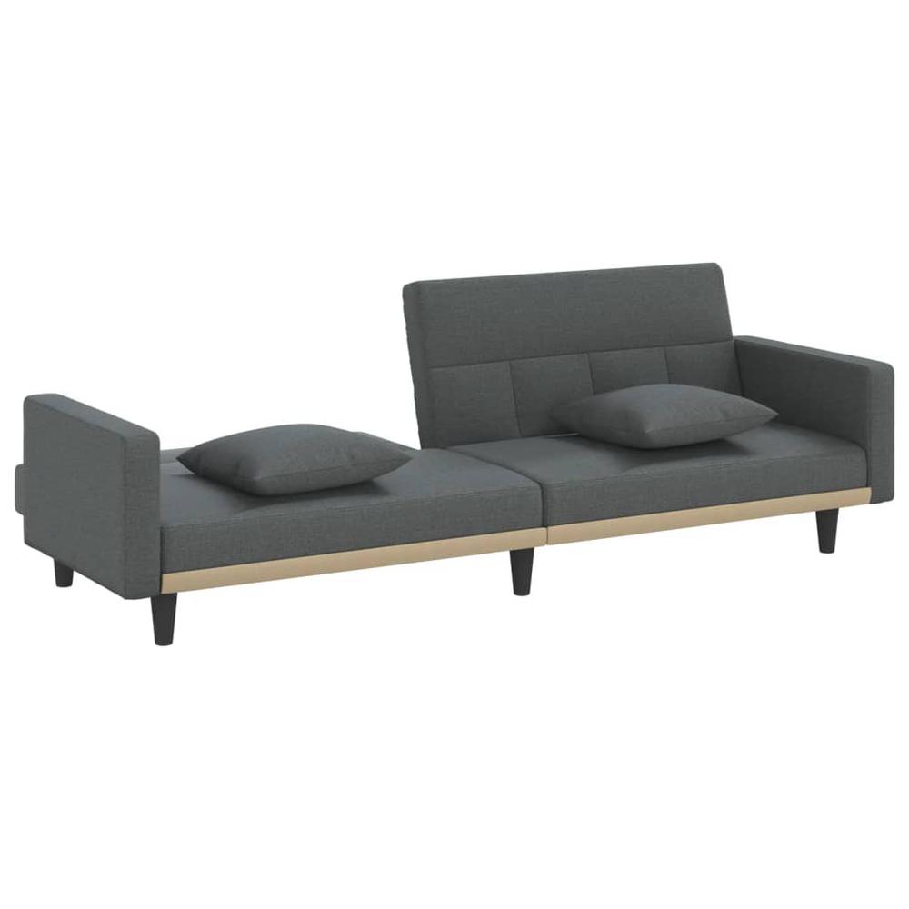 Sofa Bed with Cushions Dark Gray Fabric. Picture 6