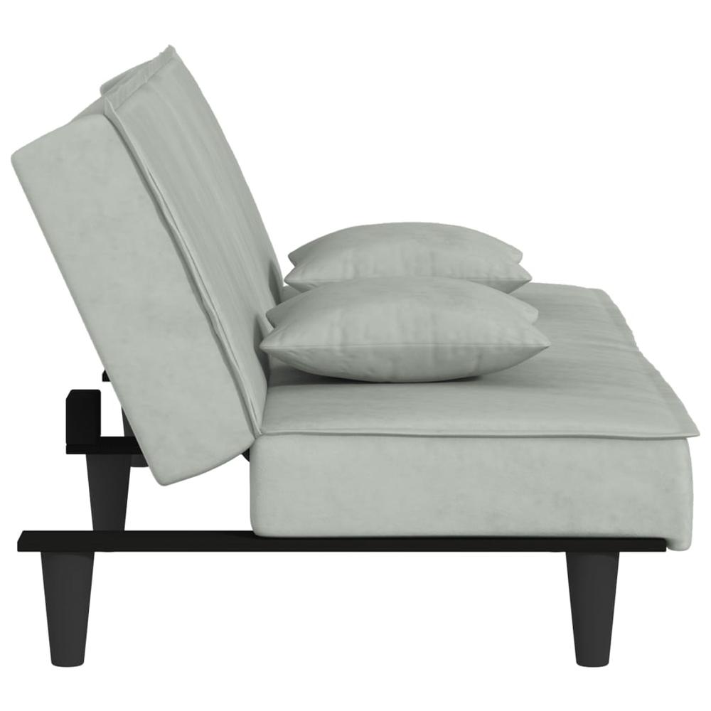 Sofa Bed Light Gray Velvet. Picture 4