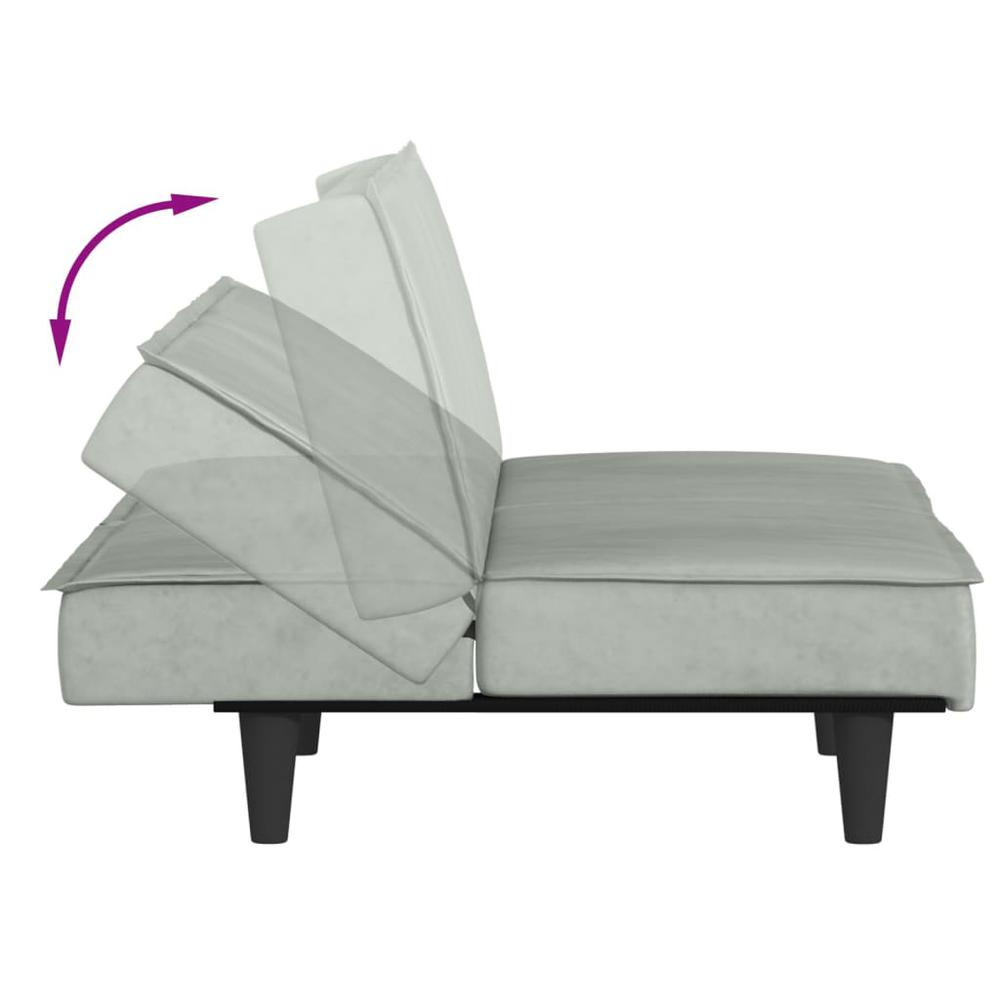 Sofa Bed Light Gray Velvet. Picture 8