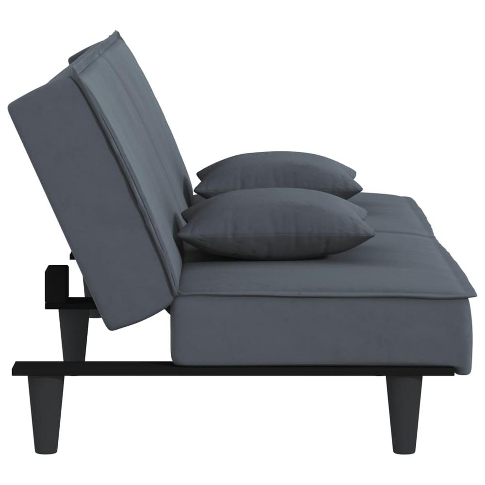 Sofa Bed Dark Gray Velvet. Picture 4