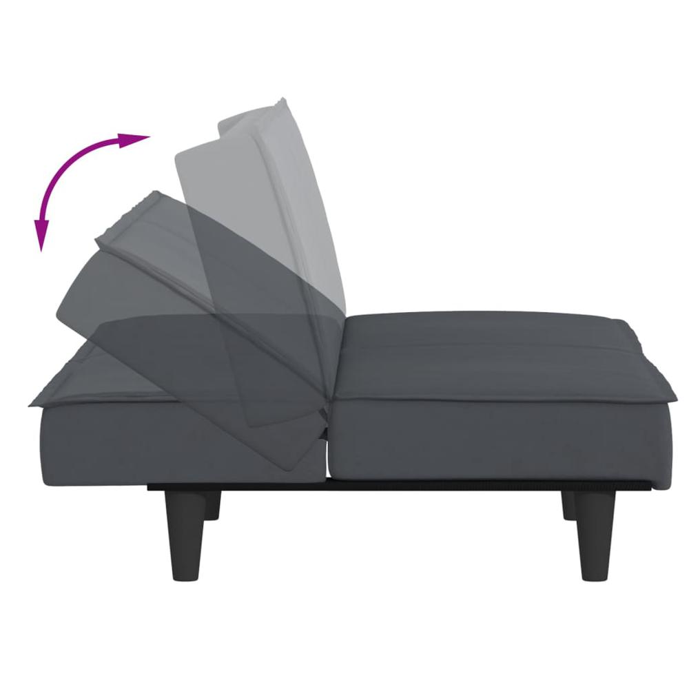 Sofa Bed Dark Gray Velvet. Picture 8